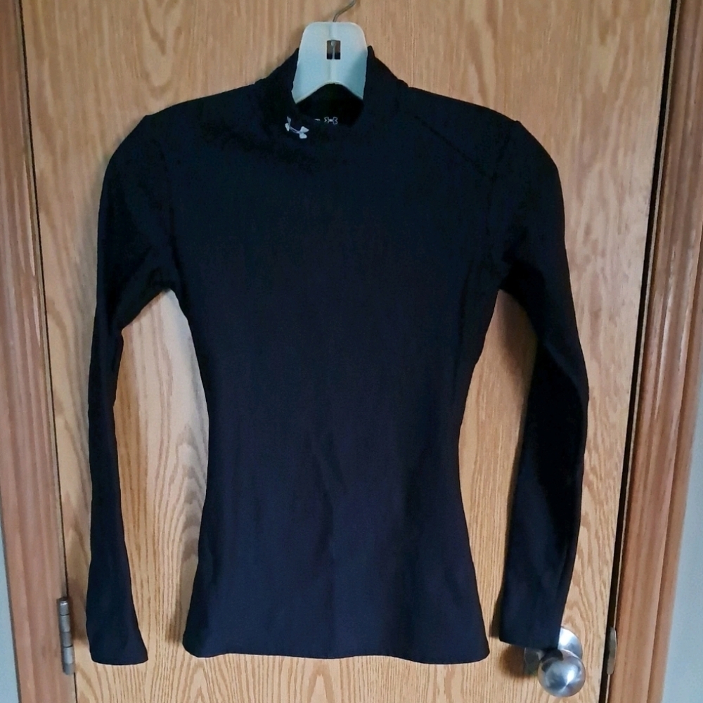Ladies Under Armour Cold Gear Long Sleeve Mock Neck Shirt Black Sz. XS